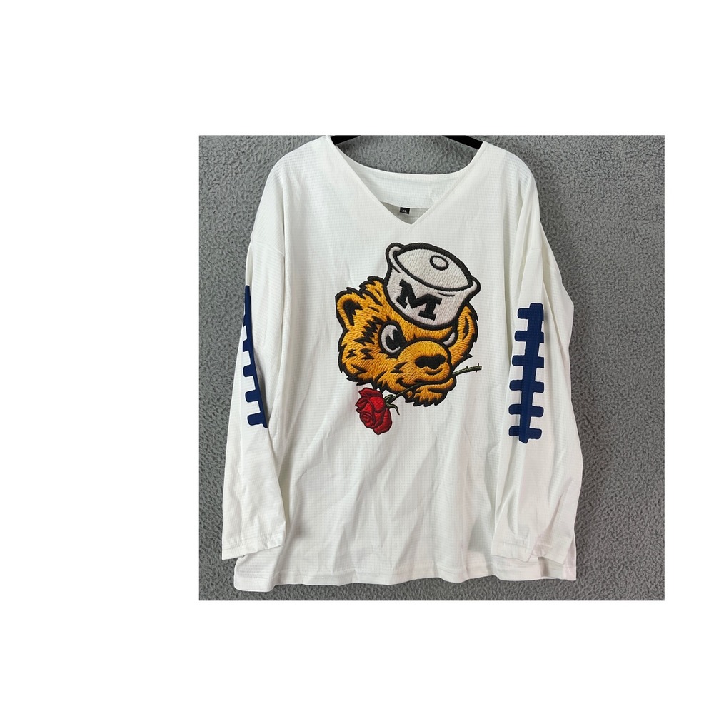 Unbranded Wolverbear Graphic Long Sleeve Shirt Mens XL White Mascot Sailor Tiger